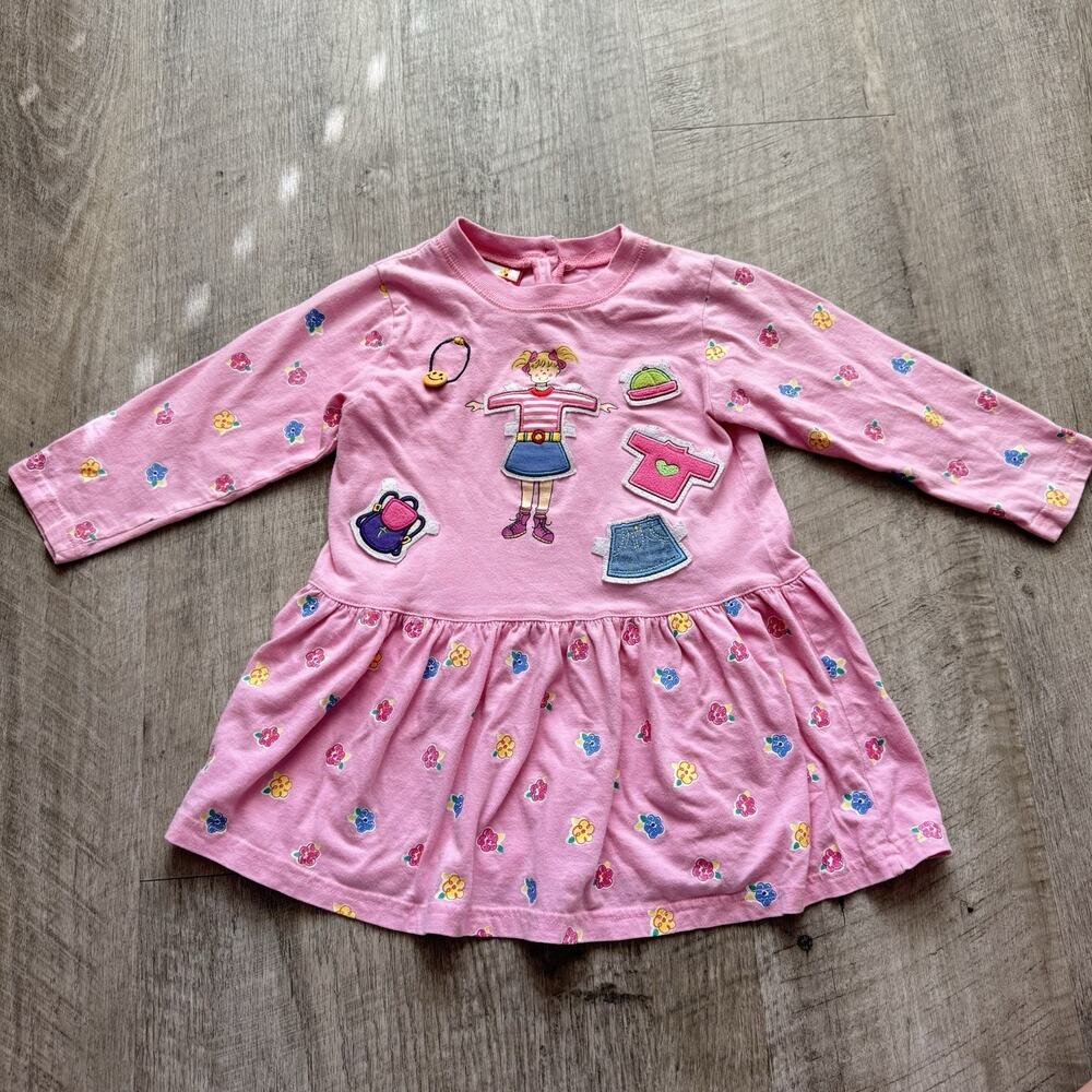 Vintage 90s Paper Doll Patch Girls Long-Sleeve Shirt Floral Tunic Top City Kids